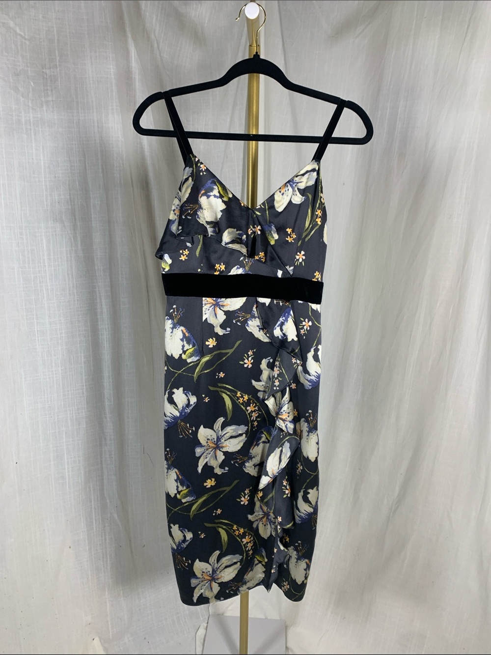 Cinq à Sept Leena Floral Print 100% Silk Midi Dress | Size 4